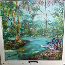 Art On Glass -Vintage Window Frame