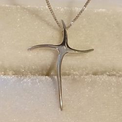Vintage Sterling Silver Cross Necklace 