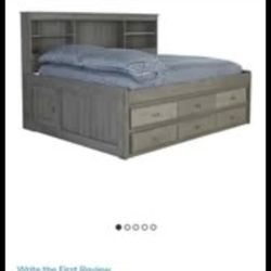 Solid Pine Kids Full Daybed with 3 Sturdy Drawers and trundle bed underneath in Charcoal Gray