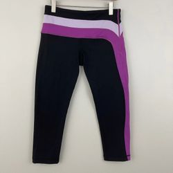 LULULEMON Black Dual Tone Purple Crop Athletic Workout Leggings