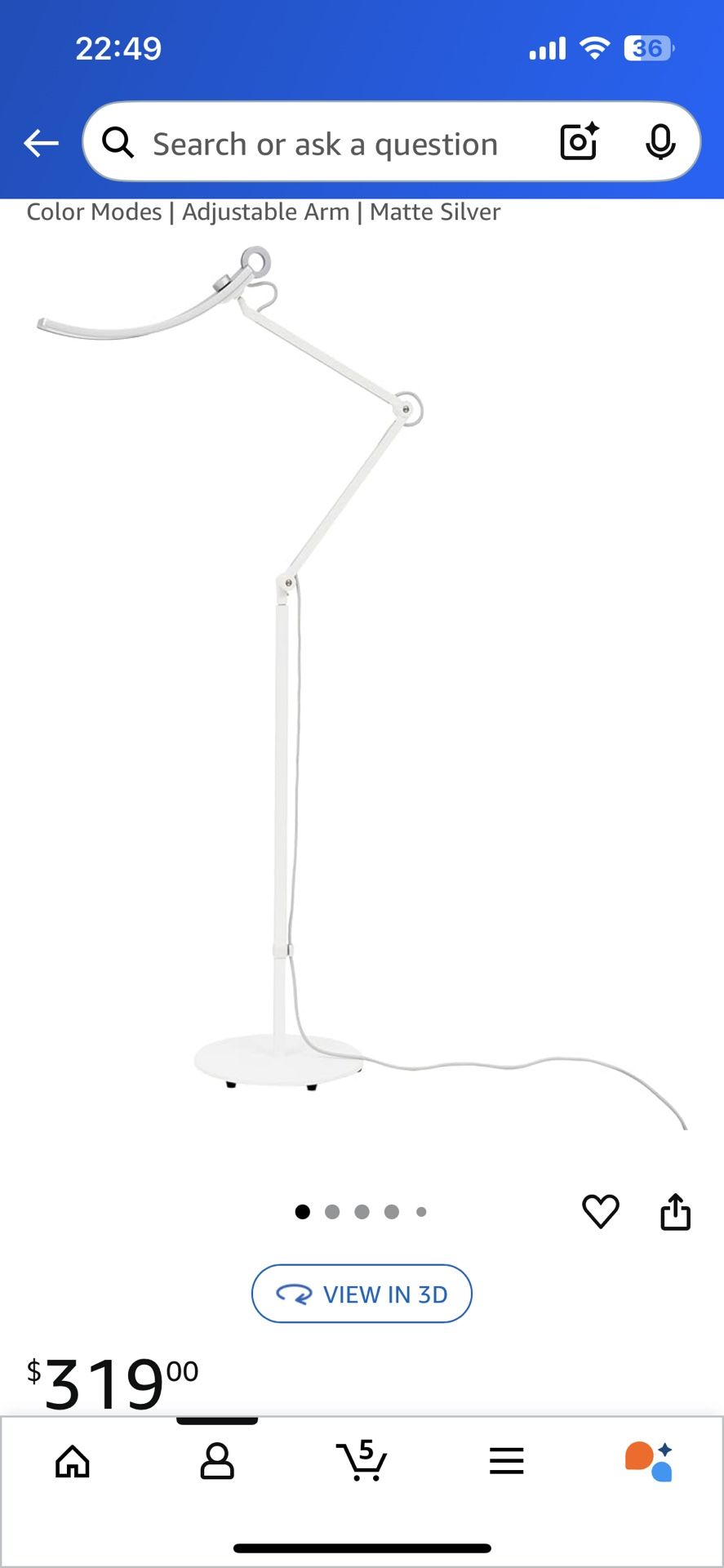 BenQ e-Reading Floor Lamp | Eye-Caring for Living Room, Bedroom, Home Office | Ultrawide, Bright, Dimmable with 13 Color Modes | Adjustable Arm | Matt