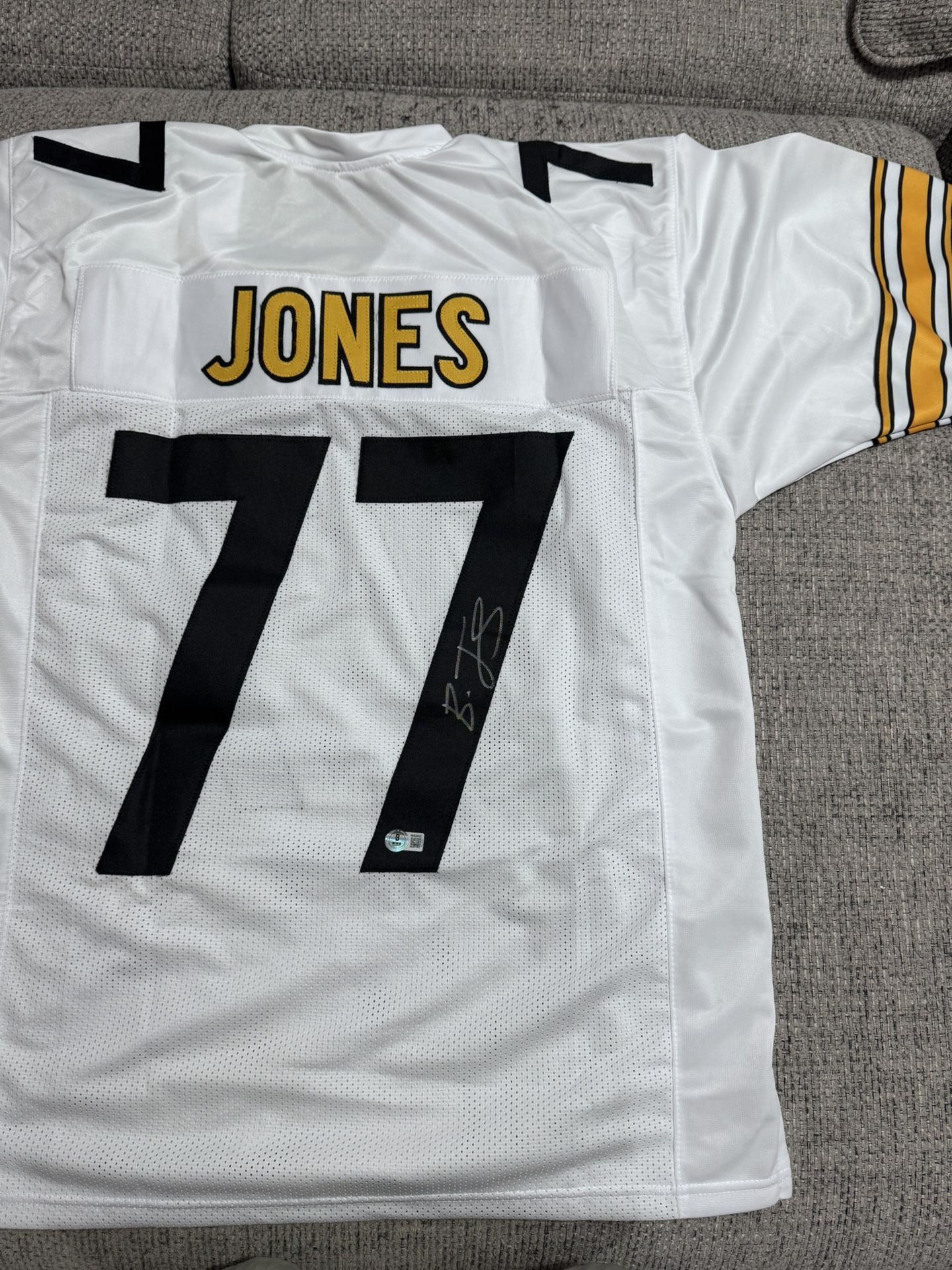 Broderick Jones Signed Autograph Custom Jersey- Beckett Coa -Pittsburgh Steelers