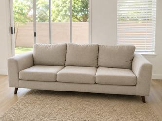 Modern Beige 3-Seat Sofa – Clean & Comfortable