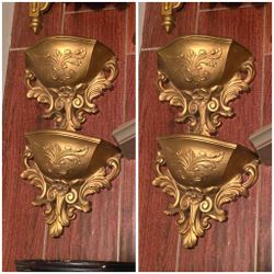 Vintage Hollywood Regency Planter Wall Pocket Sconce