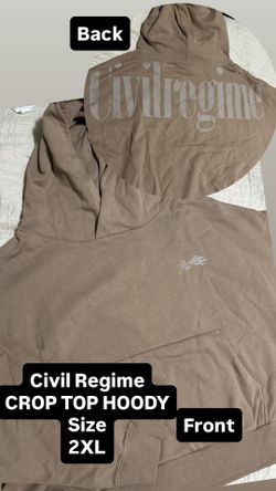 Civil Regime Crop Top Hoody Tan Sizes X-Large XXL XL 2XL