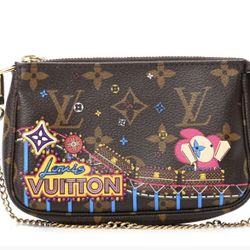 LOUIS VUITTON Monogram 2020 Christmas Animation Roller Coaster Mini Pochette Accessories Pivoine
