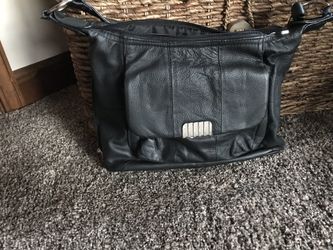 Genuine black leather concealed purse