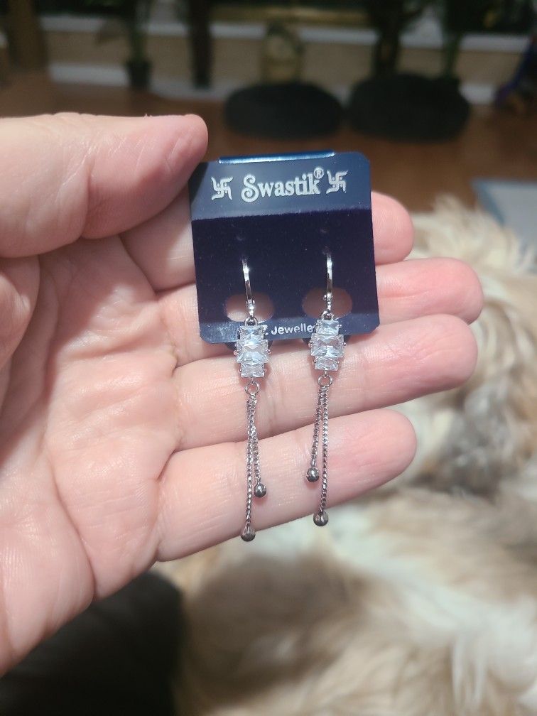 SwastiK CZ Earrings "RARE" NEW