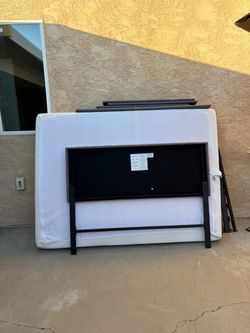 Full/Queen Mattress with Grey Bed Frame