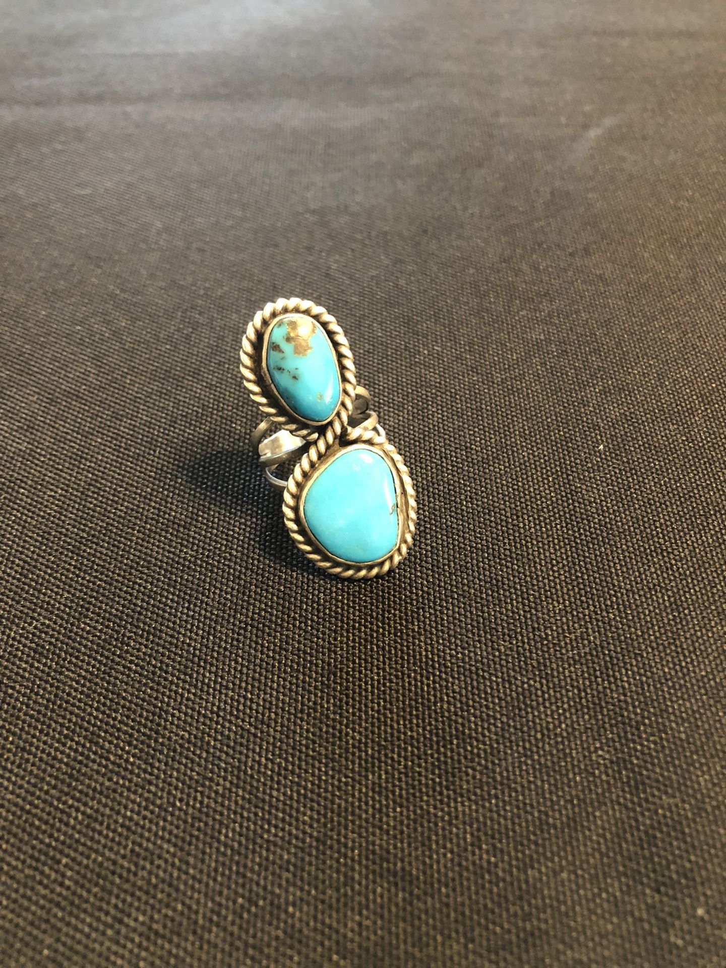 Vintage Silver Ring With Blue Turquoise Size 8
