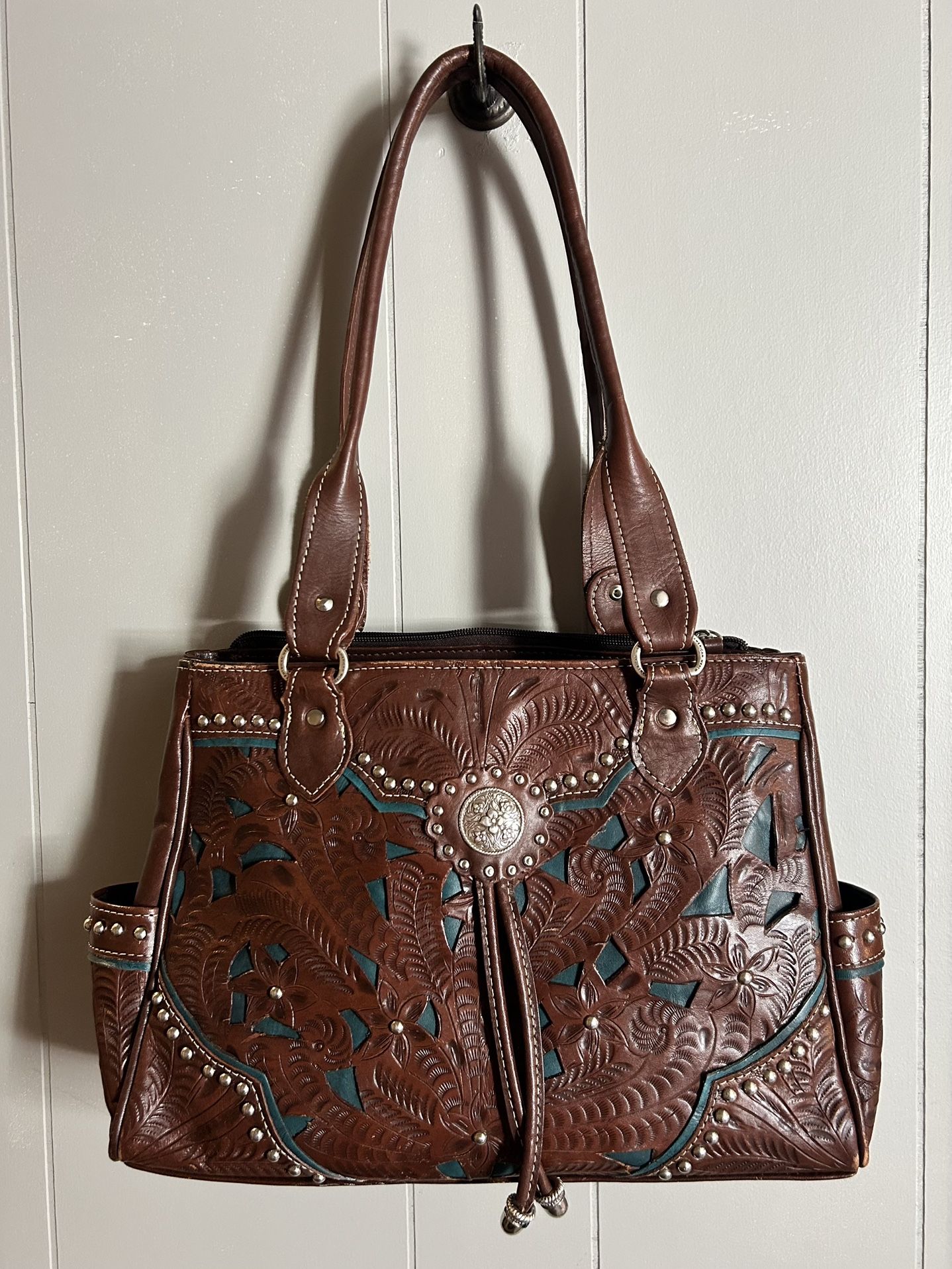American West brown leather purse