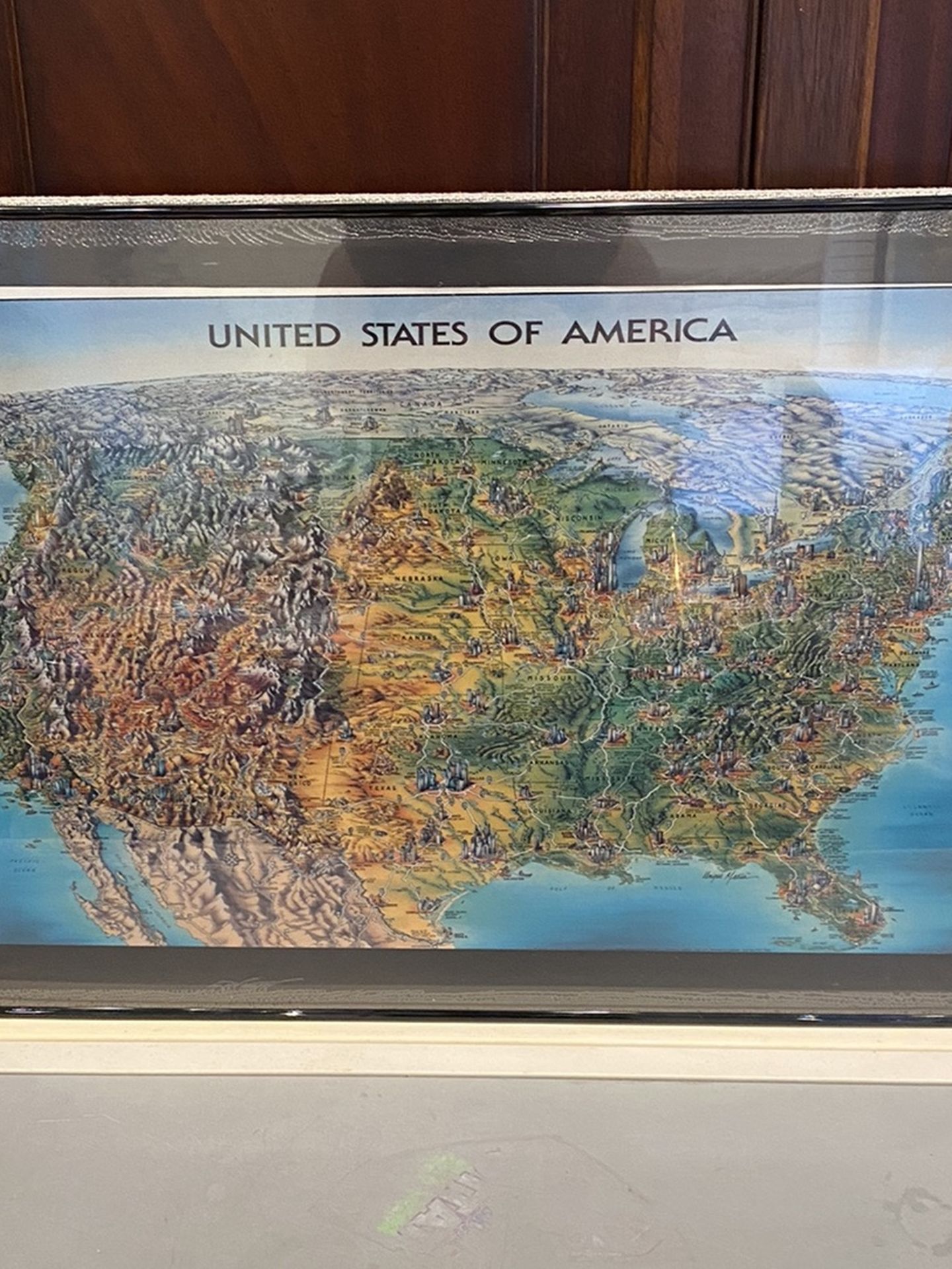 Framed United States Of America Map