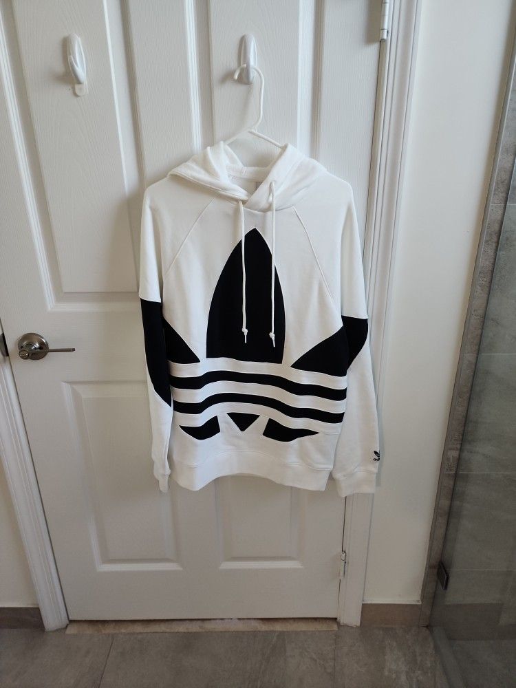 NEW Adidas Originals Men's Big Trefoil Black White Logo Hoodie Sweatshirt, Sz. Small