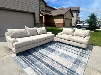 Modern Beige Sofa & Loveseat Set – Super Comfy!