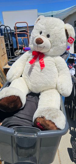 Huge plush Teddy bear I love you around 3ft new /need some cleaning
