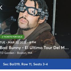Bad Bunny Tickets TD Garden 3/22/2022
