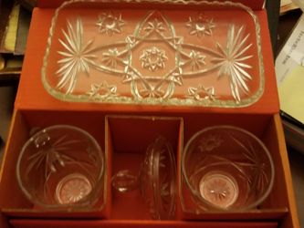 Vintage Anchor Hawkins sugar, creamer, and snack plate