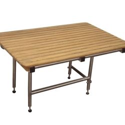 48" x 24" Wide Teak ADA Shower Seat with Drop Down Legs