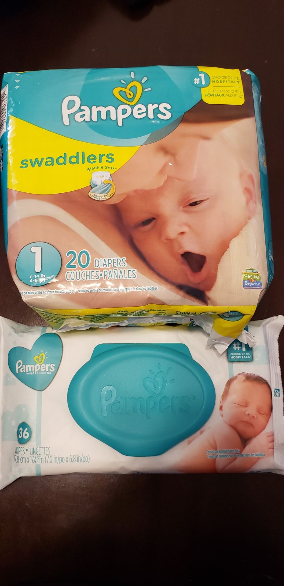 Pampers diaper and pack of wipes