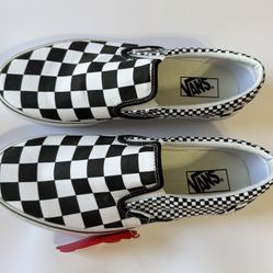 Vans Slip On Checkered Black And White Shoes Mens Size 10