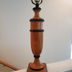 Vintage 1988 Wooden Lampstand With Black Accents