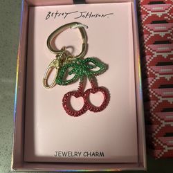 NEW Betsey Johnson Cherries Bag Charm/key Chain