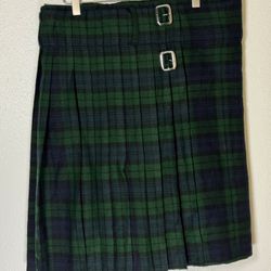 Scottish Design Tartans Acrylic Kilt Skirt Green Plaid Size 44