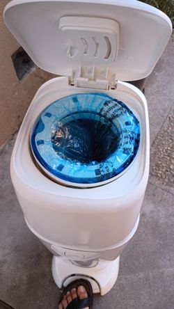 White Plastic Trash Can with Foot Pedal