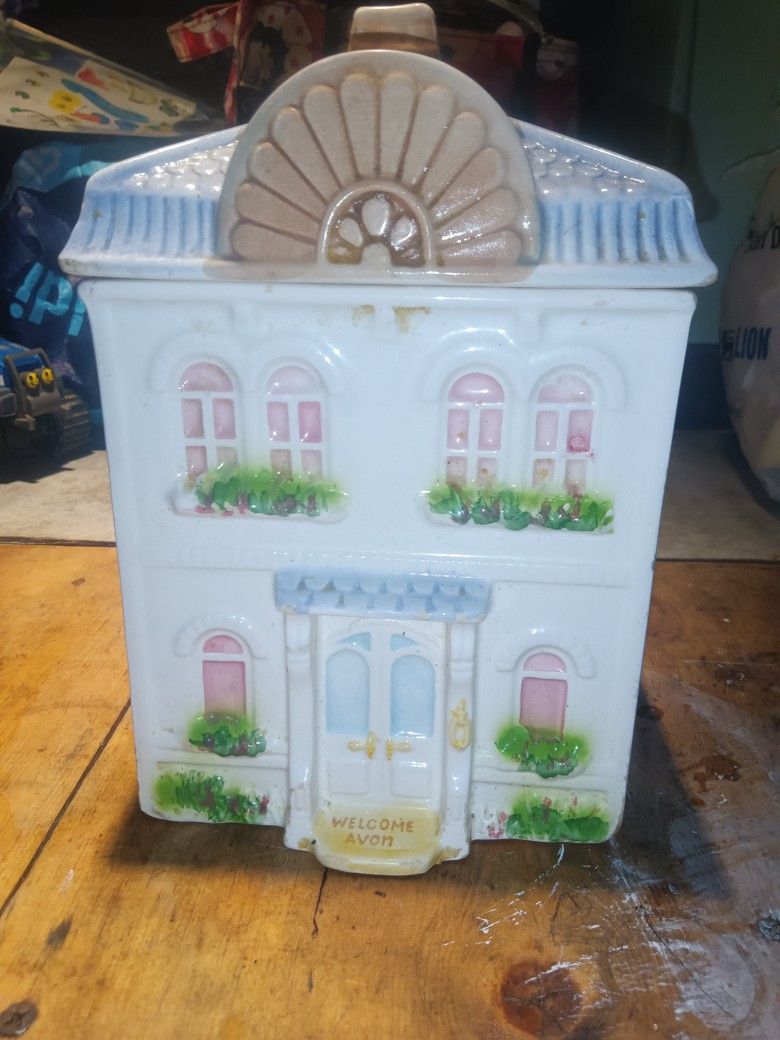 Vintage Avon Townhouse Cookie Jar Canister