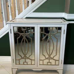 White And Good Mirrored Accent Cabinet- Two Available