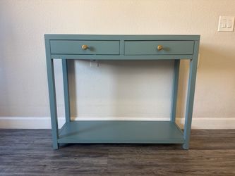 Teal Console Table with 2 Drawers
