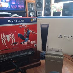 PS5 DISC SYSTEM AND PS4 PRO SPIDER-MAN SYSTEM WITH GAMES $1000 FINAL PRICE 
