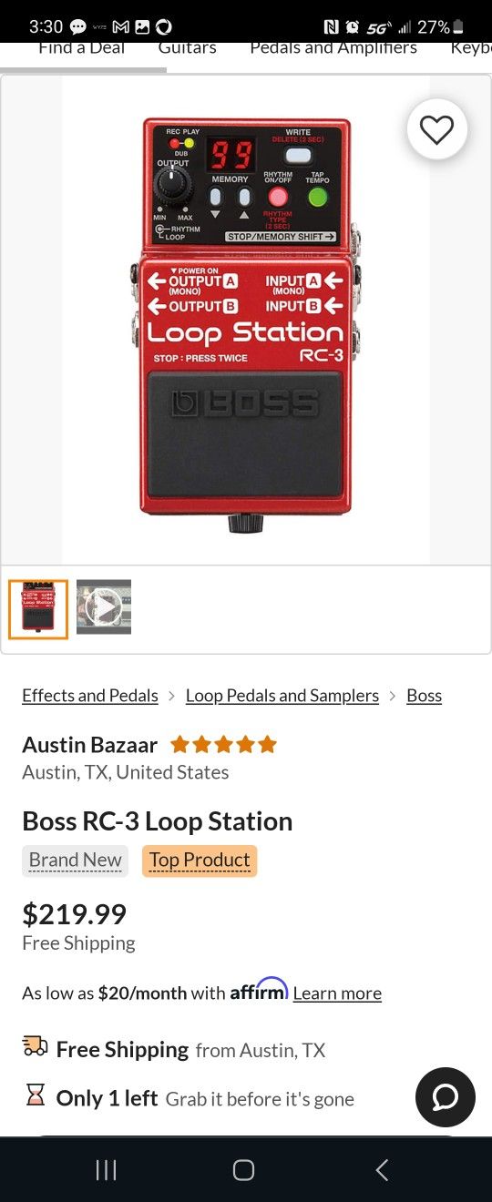 RC3 Loop Station Compact Phase Recorder Pedal