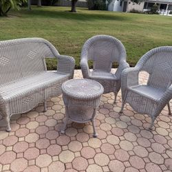 PAMARO Shop Outside Wicker Resin Loveseat, Two Chairs And Table Just Like New Can Deliver
