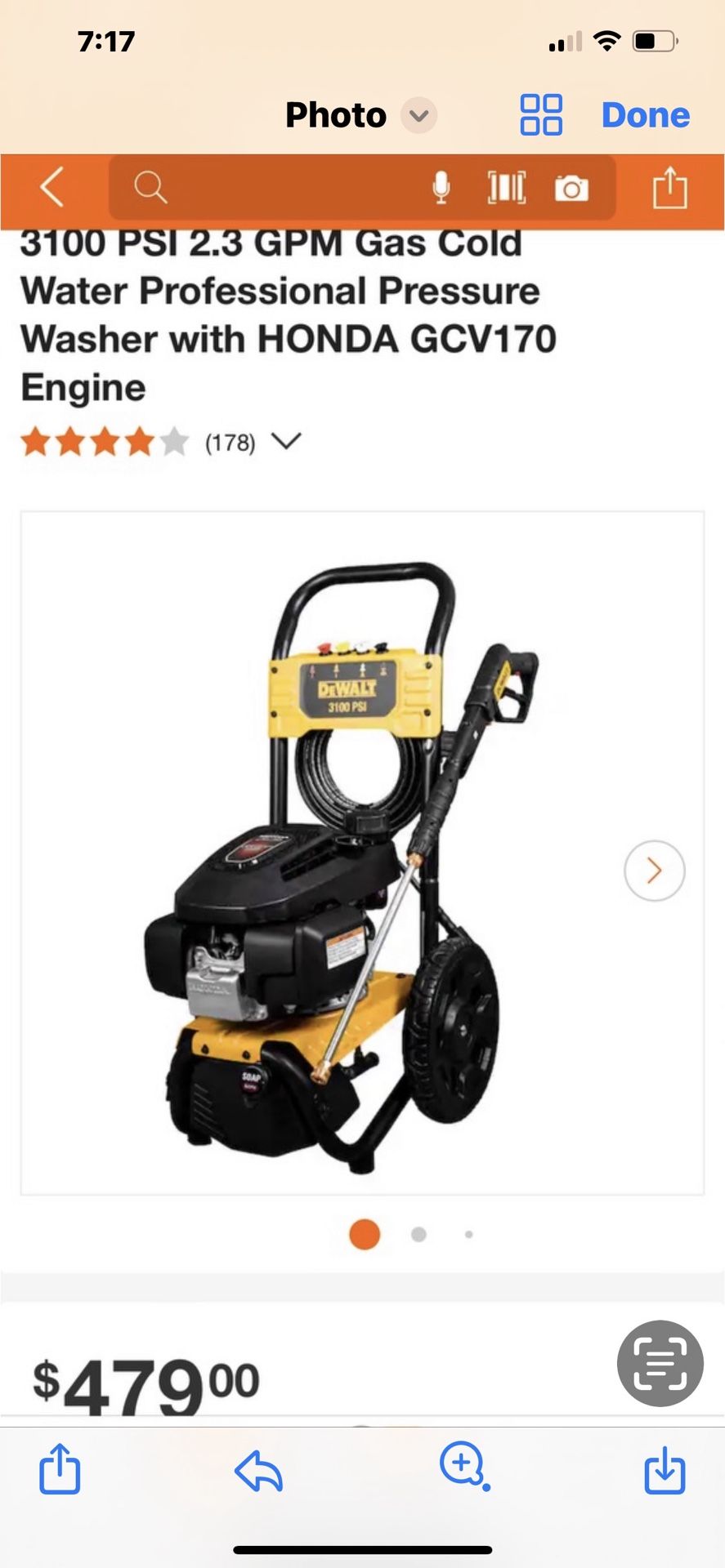 Dewalt 3100psi Pressure Washer Motor Honda