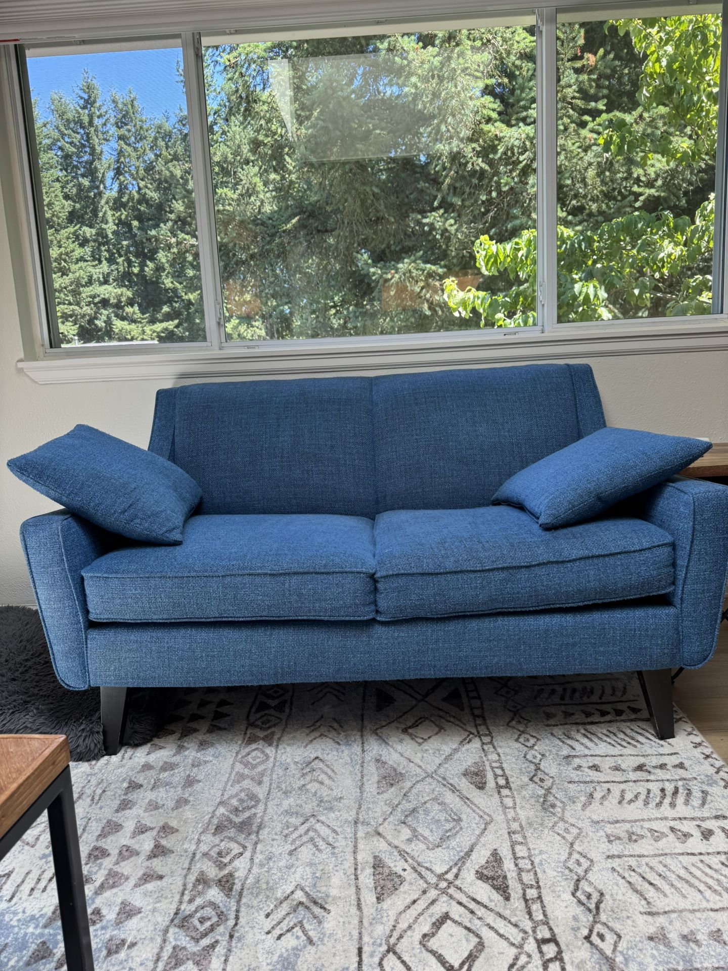 Blue Mid Century Modern Sofa And Loveseat