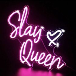 New / 1pc "Slay Queen" Dimmable LED Neon Light: USB Powered (Data Cable Included), Sweet & Cool , Suitable For Bedroom, Dorm, Sweet Girl Decor