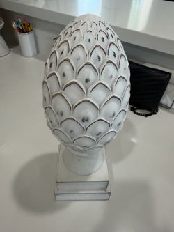 White Distressed Artichoke Decorative Sculpture