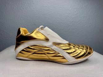 Gold Metallic Quilted Low-Top Sneakers size 8