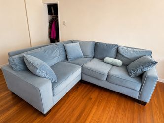 Light Blue Velvet Sectional Sofa