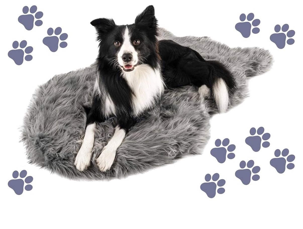 PupRug Orthopedic Dog Bed for Large Dogs with Fluffy Soft Faux Fur and Memory Foam for Joint Pain Relief, Machine Washable and Waterproof Couch Bed, C