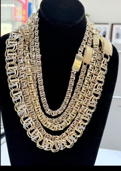 10KT Gold Solid ChinoBar Link Chains