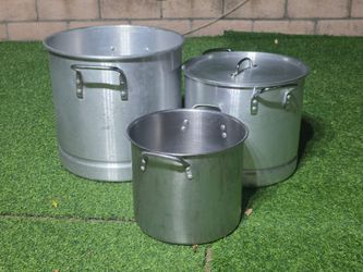 Heavy Duty Commercial Aluminum Stock Pots Set (20 Qt, 40 Qt w/ Lid, 60 Qt)