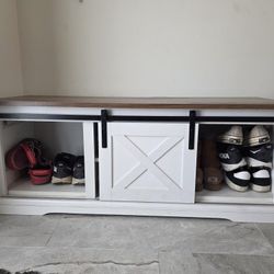 Storage Shoe Rack Bench Entryway White Wood