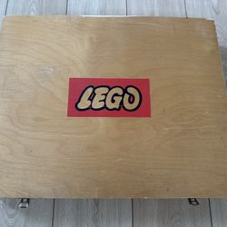 Vintage Wooden Lego Case Box with Pieces 