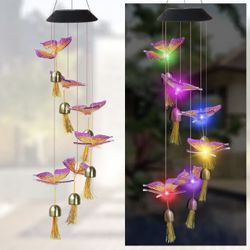 Large LED Solar Outdoor Lights Colorful Wind Chimes Gift Yard Garden Home Decor