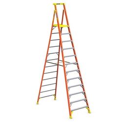 WERNER Podium Stepladder: 12 ft Ladder Size, Fiberglass, 300 lb Load Capacity