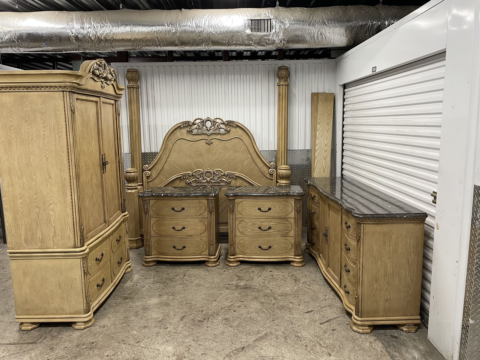 King Size Bedroom Set With Marble Tops