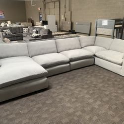 Velvet Grey Cloud Feather Sectional