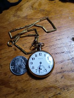 Elgin Pocket Watch with gold filled fob Chain